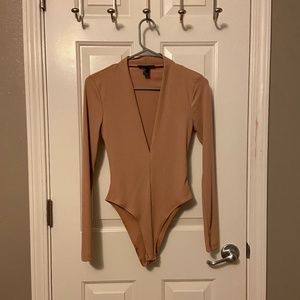 Deep V Tan Bodysuit